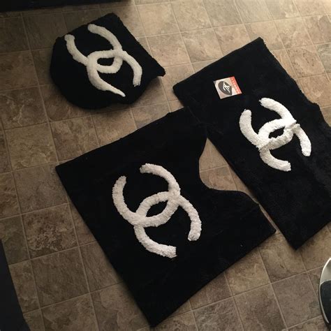 chanel rug set|chanel style bath rug.